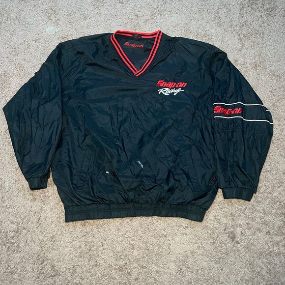 Snap On Racing Pullover Windbreaker Jacket Embroidered Black Sz XL Power Tools - Picture 1 of 7